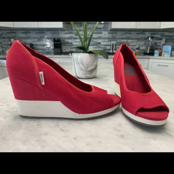 Teva Shoes - Teva Mush 1002049 Red Open Toe Pumps Wedges